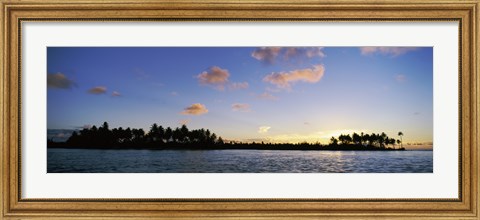 Framed Motus at Sunset, Bora Bora, Society Islands, French Polynesia Print