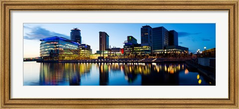 Framed Media City at dusk, Salford Quays, Greater Manchester, England 2012 Print