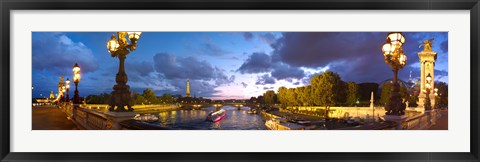 Framed 360 degree view of the Pont Alexandre III bridge at dusk, Seine River, Paris, Ile-de-France, France Print