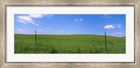 Framed Barbed Wire fence in a field, San Rafael Valley, Arizona, USA Print