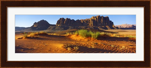 Framed Rock formations in a desert, Jebel Qatar, Wadi Rum, Jordan Print