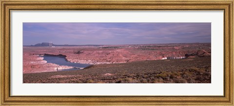 Framed Dam on a lake, Glen Canyon Dam, Lake Powell, Utah/Arizona, USA Print