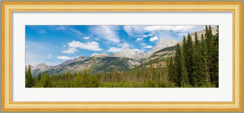 Framed Trees with Canadian Rockies in the background, Smith-Dorrien Spray Lakes Trail, Kananaskis Country, Alberta, Canada Print