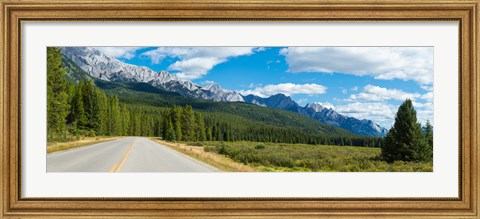 Framed Road passing through a forest, Bow Valley Parkway, Banff National Park, Alberta, Canada Print