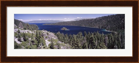 Framed High angle view of a lake with mountains in the background, Lake Tahoe, California, USA Print
