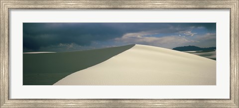 Framed Hill of White Sands with Stormy Skies Print