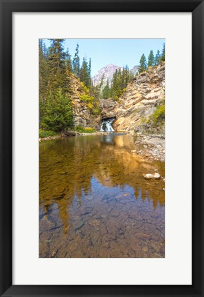 Framed Flowing stream in a forest, Banff National Park, Alberta, Canada Print