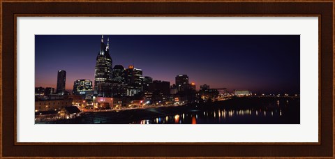 Framed Skylines at night along Cumberland River, Nashville, Tennessee, USA 2013 Print