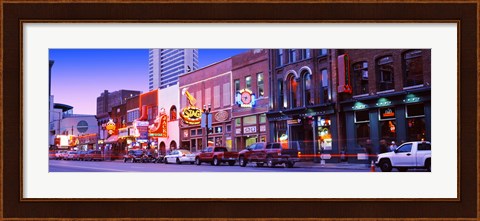Framed Street scene at dusk, Nashville, Tennessee, USA Print