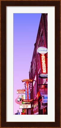 Framed Neon signs at dusk, Nashville, Tennessee, USA Print