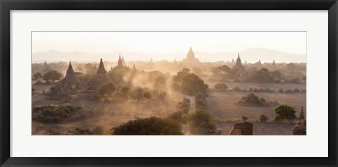 Framed Ancient temples at sunset, Bagan, Mandalay Region, Myanmar Print
