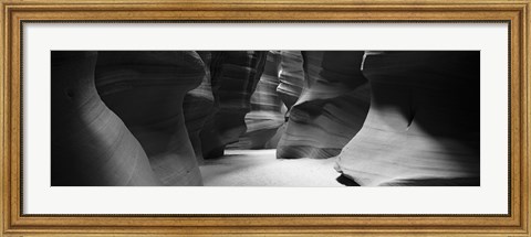 Framed Rock formations in Black and White, Antelope Canyon, Arizona Print
