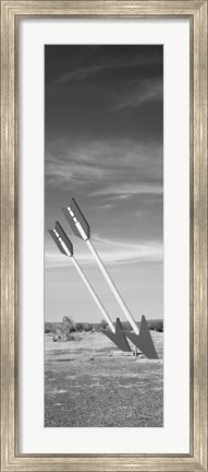 Framed Twin arrows in the field, Route 66, Arizona (black and white) Print