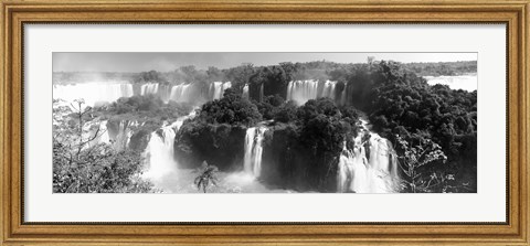 Framed Floodwaters at Iguacu Falls in black and white, Brazil Print