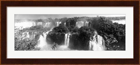 Framed Floodwaters at Iguacu Falls in black and white, Brazil Print