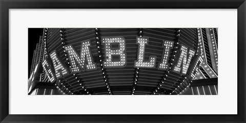 Framed Las Vegas gambling sign in Black and White, Nevada Print