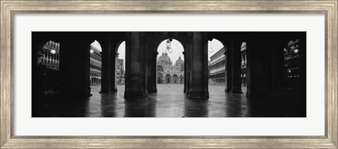 Framed Arcade of a building, St. Mark&#39;s Square, Venice, Italy (Black &amp; White) Print