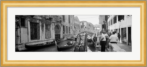Framed Buildings along a canal, Grand Canal, Rio Di Palazzo, Venice, Italy (black and white) Print