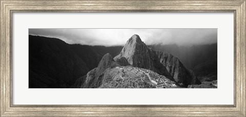 Framed Ruins, Machu Picchu, Peru (black and white) Print