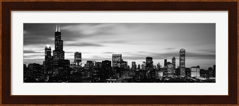 Framed Skyscrapers At Dusk, Chicago, Illinois (black &amp; white) Print