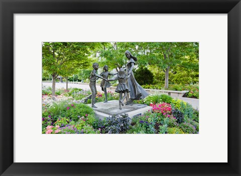Framed Bronze statue of mother and children, Temple Square, Salt Lake City, Utah, USA Print