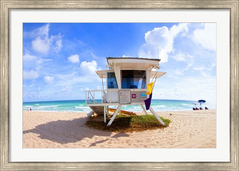 Framed Lifeguard hut on the beach, Fort Lauderdale, Florida, USA Print