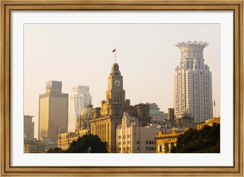 Framed Buildings in a City at Dawn, Shanghai, China Print