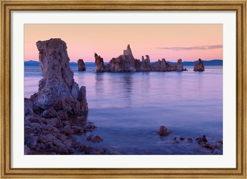 Framed Tufa formations at Sunset, Mono Lake, California Print