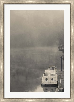 Framed Morning fog over Lot River, Bouzies, Lot, Midi-Pyrenees, France Print