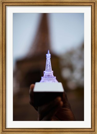 Framed Close-up of a souvenir miniature Eiffel Tower lamp, Paris, Ile-de-France, France Print