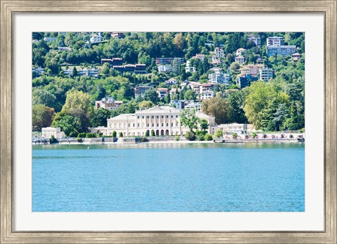 Framed Buildings on a hill, Villa Olmo, Lake Como, Lombardy, Italy Print