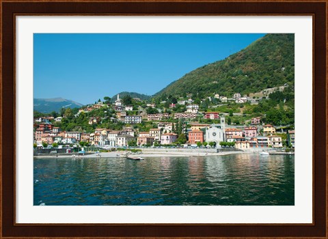 Framed Building in a town at the waterfront, Argeno, Lake Como, Lombardy, Italy Print