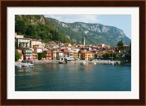 Framed Buildings in a Town at the Waterfront, Varenna, Lake Como, Lombardy, Italy Print