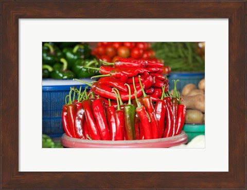 Framed Vegetable for sale at a market stall, Candi Kuning, Baturiti, Bali, Indonesia Print