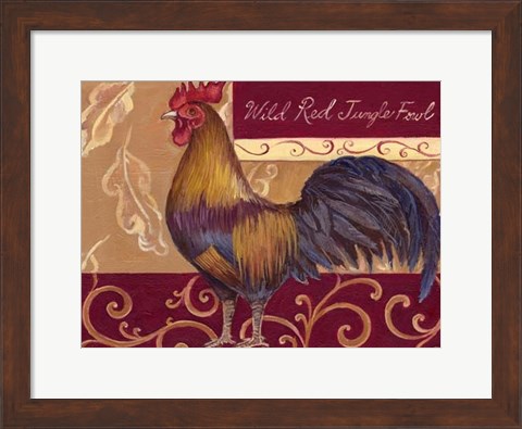 Framed Rustic Roosters II Print