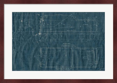 Framed Train Blueprint III Print