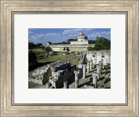 Framed Old ruins of an observatory, Chichen Itza Print