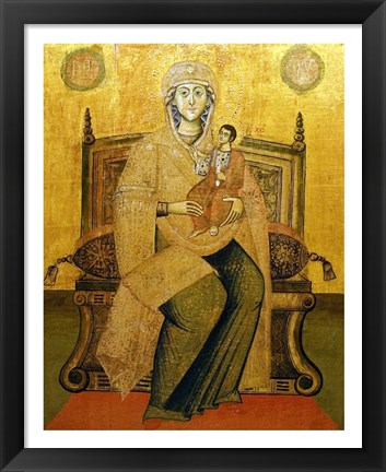 Framed God&#39;s Mother On The Throne Print