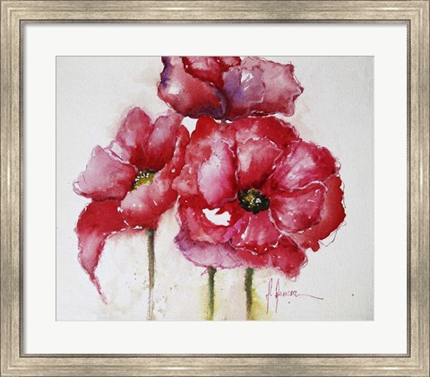 Framed Fuchsia Poppies I Print