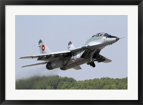 Framed Bulgarian Air Force MiG-29UB taking off from Graf Ignatievo Air Base Print