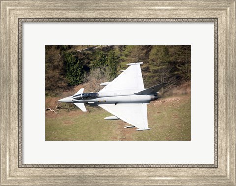 Framed Eurofighter Typhoon F2 aircraft of the Royal Air Force low flying over North Wales Print