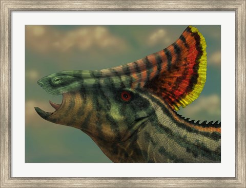 Framed Olorotitan dinosaur portrait Print