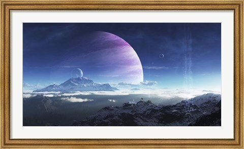 Framed Massive Lei Gong rises in the distance over the Tratung Mountains Print