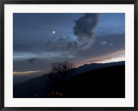 Framed Moon and Venus conjunction above the village of Gazorkhan, Iran Print