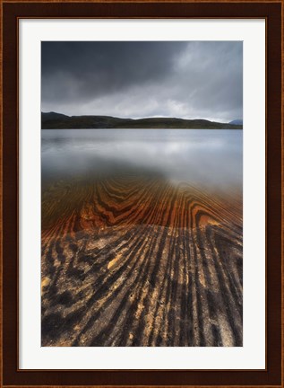 Framed Geology lines in Sandvannet Lake, Nordland County, Norway Print