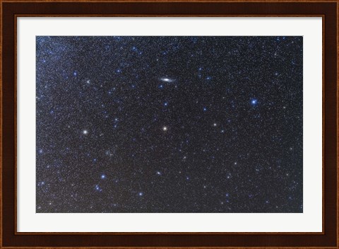 Framed Andromeda Galaxy and Triangulum Galaxy with star clusters Print