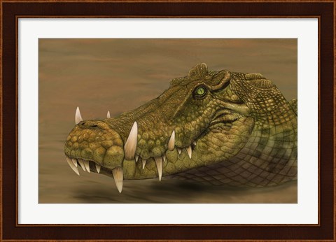 Framed Kaprosuchus saharicus head detail Print