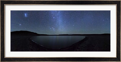 Framed panoramic view of the Milky Way and La Azul lagoon in Somuncura, Argentina Print
