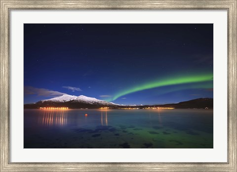 Framed Aurora over Tjeldsundet and Saetertinden Mountain in Norway Print