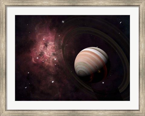 Framed gas giant Carter orbited by it&#39;s two small moons Banth and Sorak Print